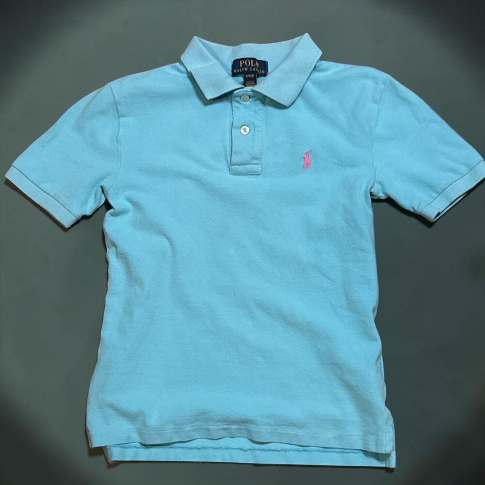 Polo Ralph Lauren Shirt Kids Aqua Pique Knit Shirt Sleeve Polo Size S (8)
